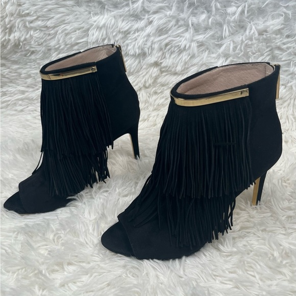 Louise et Cie | Lo-Jayane | Black Fringe Stiletto
Suede Peep Toe Boot - Picture 1 of 11